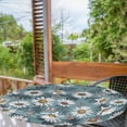 thumbnail image 2 of Ambesonne Chamomile Fitted Round Tablecloth, Daisy Flowers Vintage Art, 45"- 56" Diameter, Cadet Blue White Coral, 2 of 5