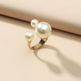 thumbnail image 4 of 3Pearls Open Ring Big Imitation Pearl Ball Open Band Wrap Rings Adjustable Ring for Women, 4 of 5