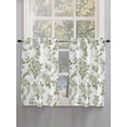 thumbnail image 3 of Tier Curtains 45 Inches Long, Sage Green Flower Window Treatment Curtain Drapes, Vintage Country Rose Leaf Floral Window Half Privacy Curtains for Bedroom Bathroom, 42"x45", 2 Panels, 3 of 7