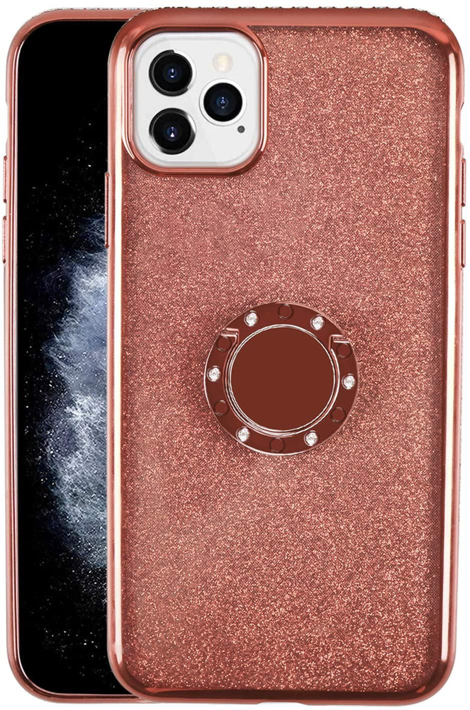 Mignova For Iphone 12 Pro Max 6 7 Case With Ring Holder Glitter Bling Cover For Girls Women Sparkly Pretty Fancy Cute Rhinestone With Kickstand Case For Iphone 12 Pro Max 6 7 Inch