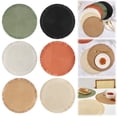 thumbnail image 6 of CHENjy Lace Trimmed Woven Table Mats with Tassels, Heat Resistant Round Placemats for Farmhouse Dining and Kitchen Countertop Decor, Orange, 6 of 6