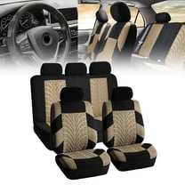 FH Group Beige Universal Auto Seat Covers Full Set for SUV Car w/ Front & Rear Floor Mats