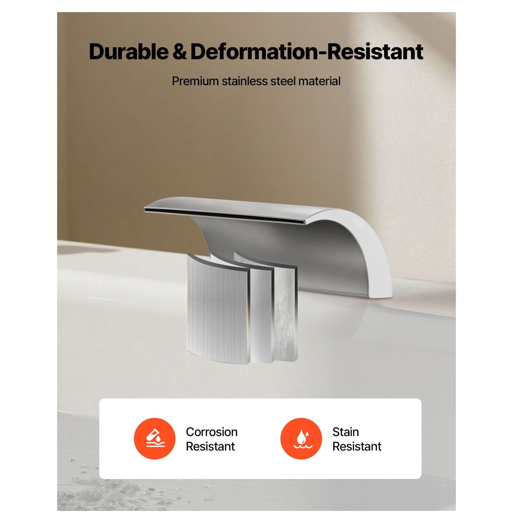 Roman Tub Faucet 3 Hole, Waterfall Bathtub Faucet with Handles, Deck Mount Tub Spout, Silver Finish, High Flow for Adult Bathing, Modern Bathroom