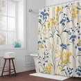 thumbnail image 6 of Gypsophila Flowers Shower Curtain for Bathroom Decor, Spring Yellow Blue Floral Modern Style Waterproof Fabric Shower Curtain, 72"x72" Set with 12 Hooks, 6 of 9