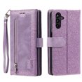 thumbnail image 3 of Dteck Wallet Case for Samsung Galaxy S25, Shockproof Zipper Wallet Pocket 9 Card Holder Slots Handbag Case Magnetic Closure Kickstand with Wrist Strap TPU Flip Cover,Purple, 3 of 8