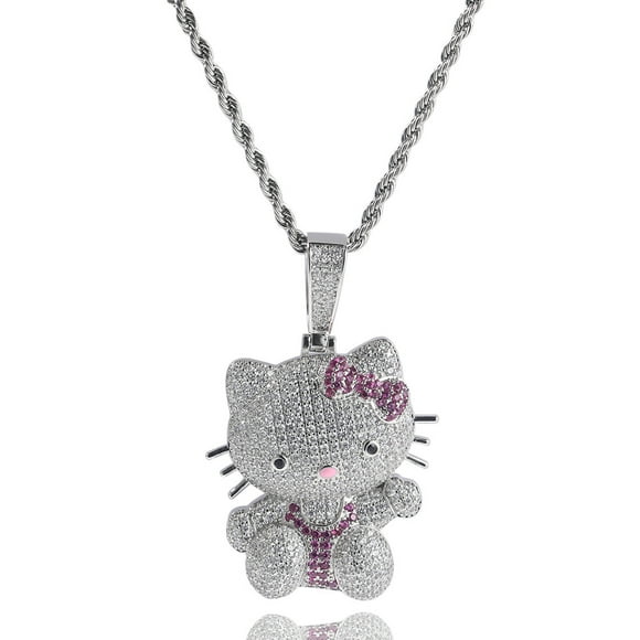 Hello Kitty Collier Hip-Hop Pendentif Sanrio Anime Collier Torsadé Hip-Hop Fille Garçons Kit Pendentif Accessoires en Gros Étudiant lz