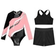 thumbnail image 3 of TiaoBug Kids Girls Long Sleeve Gymnastics Leotard Vest with Athletic Shorts Ballet Unitard Dancewear Pink 10, 3 of 5