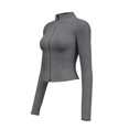 thumbnail image 6 of Sewkxo Women's Workout Jacket Lightweight Zip Up Cropped Yoga Jackets Slim Fit Athletic Tops with Thumb Holes,Gray L, 6 of 6
