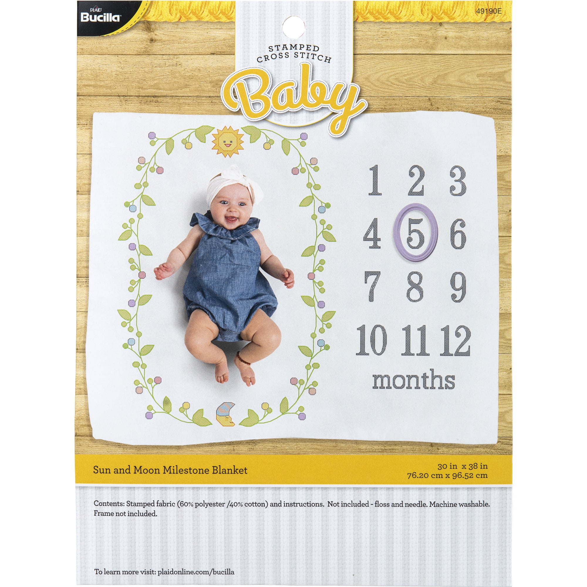 Bucilla Stitchery Kit Baby Milestone Blanket Sun and Moon