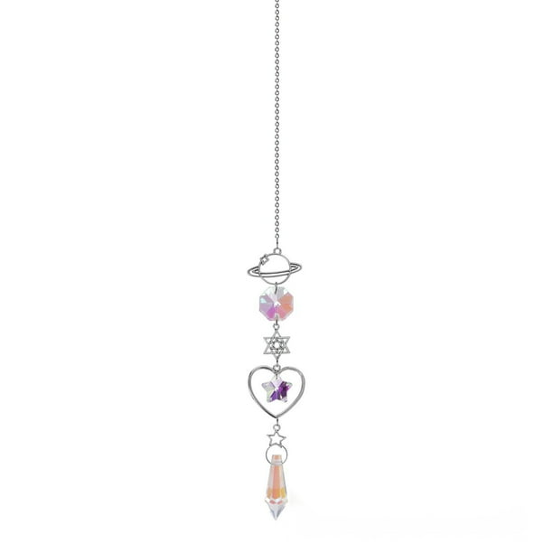 Sunshine Catcher Gardening Crafts Bedroom Decoration Silvers Pointed Beads Star Double Heart 5-piece Set Crystal Pendant