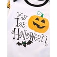 thumbnail image 4 of My First Halloween Baby Boy Girl Outfit Pumpkin Romper Long Sleeve Jumpsuit with Hat Newborn Fall Clothes Cute Halloween Costume, 4 of 7