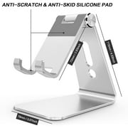 Adjustable Cell Phone Stand, OMOTON Aluminum Desktop Cellphone Stand with Anti-Slip Base and Convenient Charging Port,