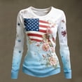 thumbnail image 2 of QASIEATN Women's Casual Long Sleeved Sweatshirt Celebrates 250th Anniversary with The National Flag Flowers Patriotism and Flag Top, 2 of 3