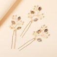 thumbnail image 2 of EeaseCA 3 Pcs Épingles à Cheveux en Forme de U Perles Feuilles Bâtons à Cheveux Accessoires pour Cheveux de Mariée, 2 of 8