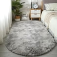 thumbnail image 3 of PTSPLLMY Large Size Oval Plush Rug Fluffy Home Decor Bedside Thick Tie Dye Rug Living Room Bedroom Rug Multi Color Available, 3 of 6