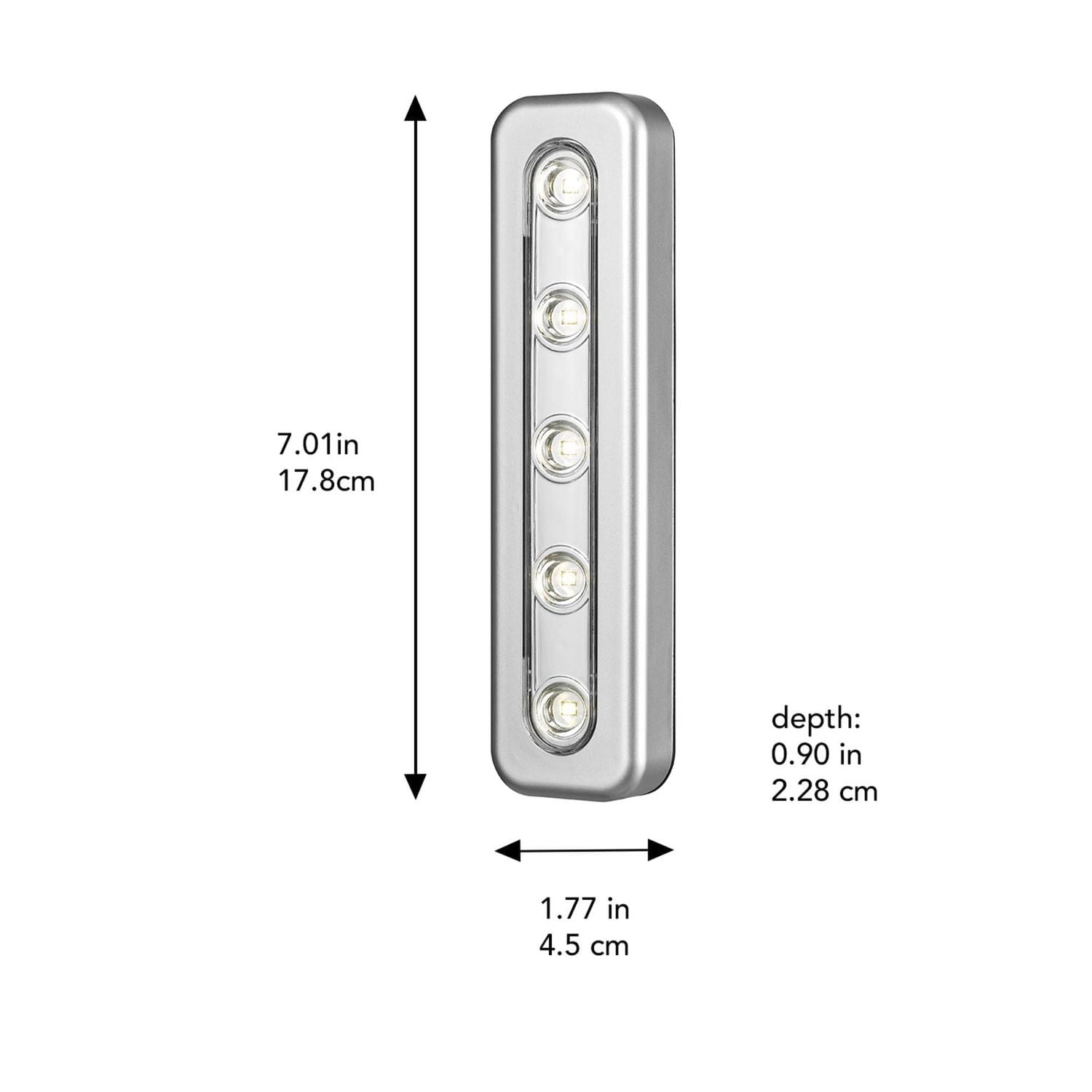 Silver 7" LED 2-Pack Battery Operated Manual On/Off Switch Task Bar Night Light