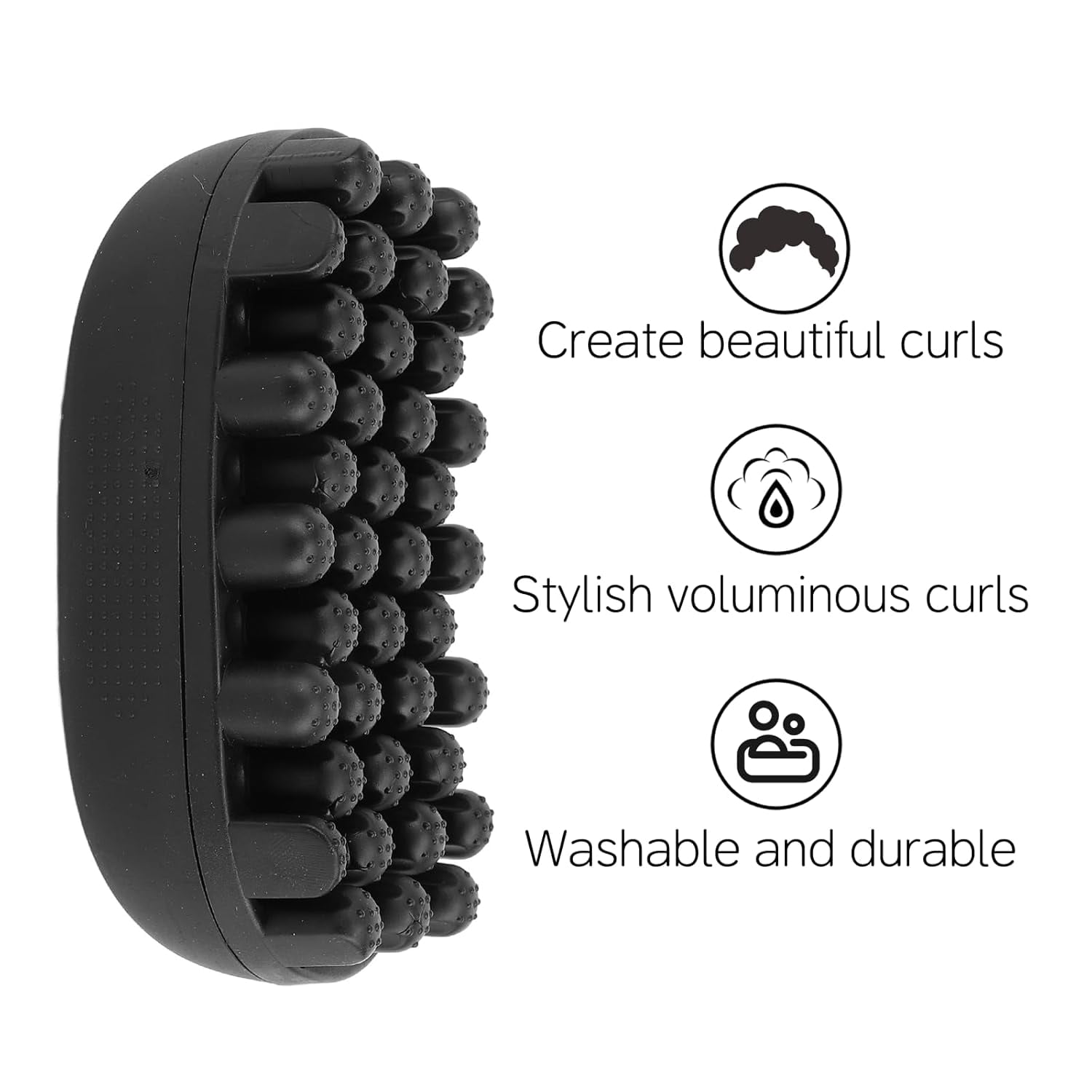 Rubber Curling Hair Brush: Twist King Sponge for Afro Hair, Washable Curl Sponge Styling Tool Durable Curling Comb For Men Women Boy Girl Long Short Hair Black (Small Tooth)