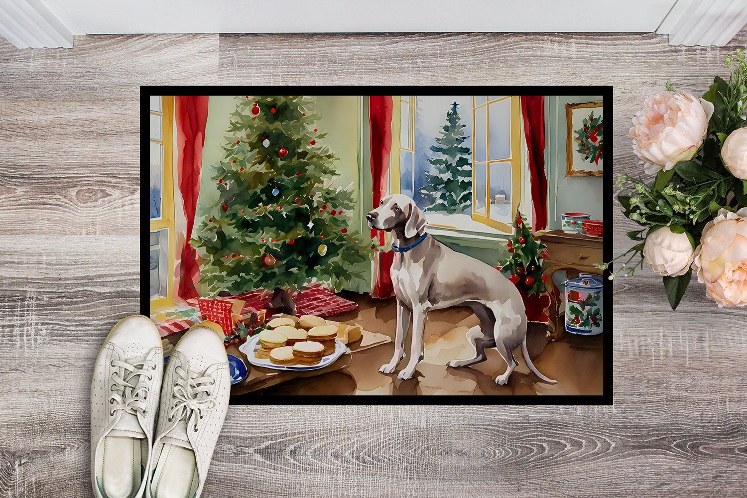 thumbnail image 2 of Carolines Treasures DAC3886MAT 18 x 27 in.  Weimaraner Christmas Cookies Doormat, 2 of 5