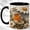 Black, variant on Daisy Umbrella Bird Coffee Mug, Garden Robin Mug, Ceramic 11 oz