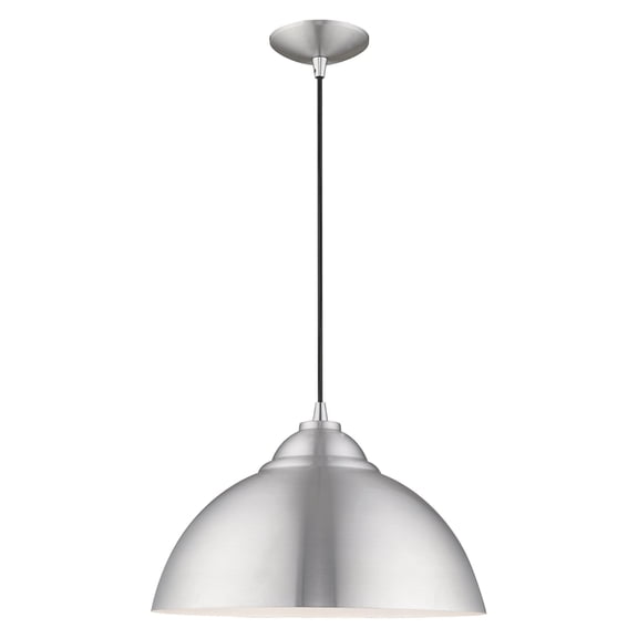 41180-66 Livex Lighting Metal Shade - 1 Light Mini Pendant in Coastal Style - 15.5 Inches wide by 15 Inches high-Brushed Aluminum Finish