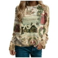 thumbnail image 5 of idosla Women Christmas Cartoon Fun Gift Casual Sweatshirt Xmas Novelty Christmas Light Casual Pullover Fall Sweatshirt (Light Yellow, L), 5 of 8