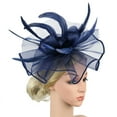 thumbnail image 4 of IDALL Fascinators Hats Tea Party Hats Women's Elegant Hat Strap Flower Feather Party Hat Hair Clip Headband Accessory Party Hats Fascinator Headband Navy One Size, 4 of 7