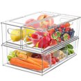 thumbnail image 1 of TEAFIRST 3pcs Food Storage Box, Refrigerator Bins,  Organizer Rack for Fridge Kitchen Pantry, Clear, 1 of 7
