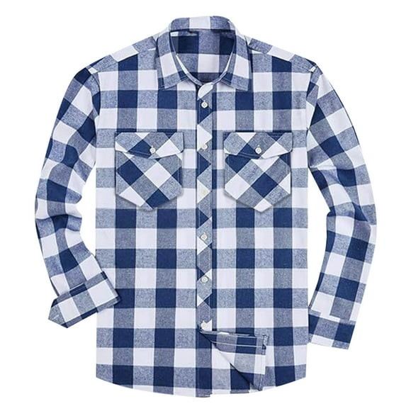Panties for Women Men's Flannel Plaid Shirt Long Sleeve Button Down Shirt Cotton Casual Lightweight Shirt Jacket M Navy