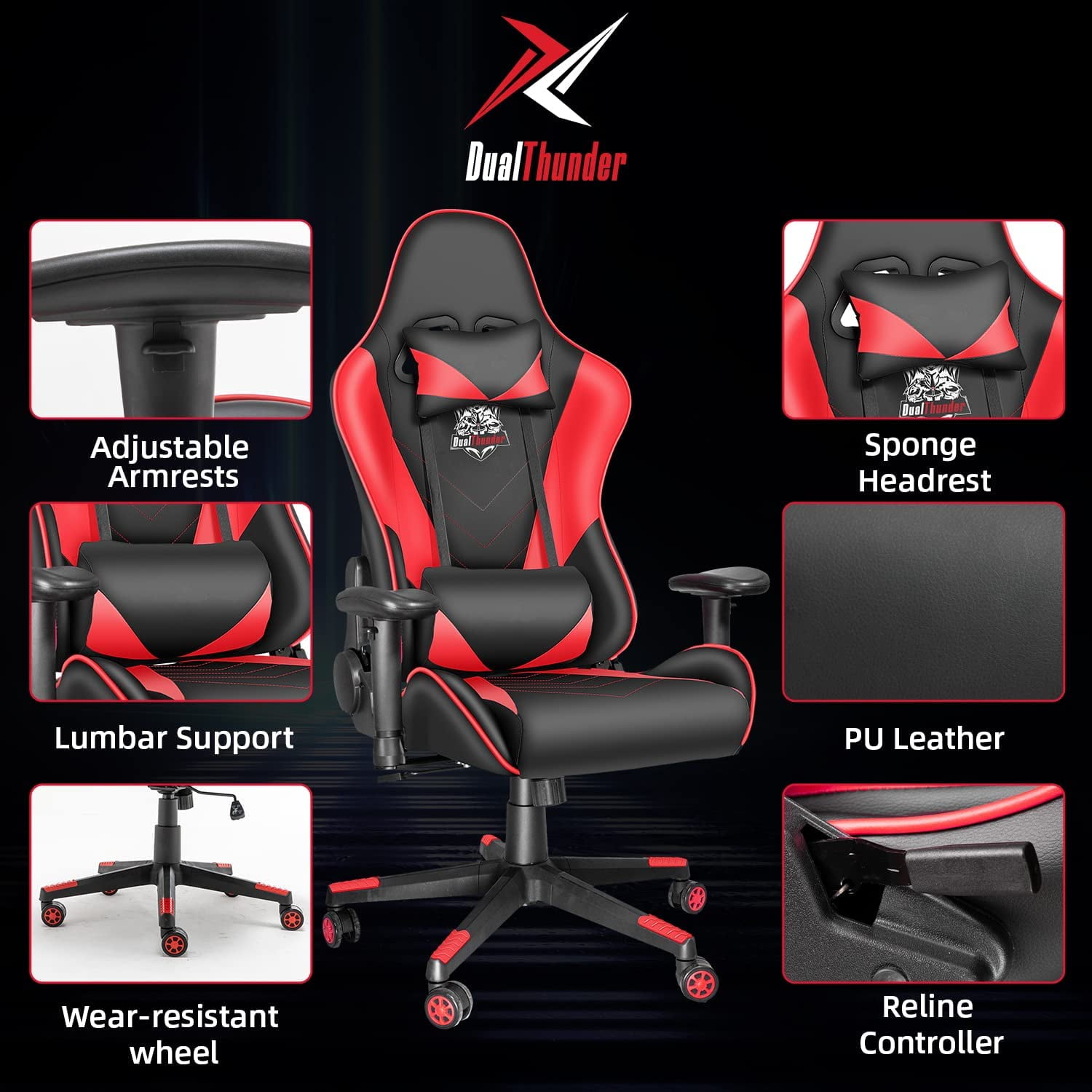 Eureka Ergonomic Onex GX5 Series Esports Gaming Chair - Red