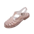 thumbnail image 2 of pwidon Women's Jelly Roman Sandals Closed Toe Adjustable Buckle Flat Slingback Summer Beach Pool Walking Shoes Gold 5.5, 2 of 7