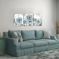 thumbnail image 2 of Blue Dandelion Wall Art Set 3 Pieces Grey Abstract Flower Canvas Artwork 12"x16" for Each, 2 of 6