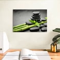 thumbnail image 3 of Elephant Stock Spa Stones On Bamboo Wall Art - Horizontal Canvas Wall Art - Living Room Wall Decor - Floral And Botanical Canvas - Black And Green Decor - 12" x 8", 3 of 8