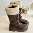 thumbnail image 4 of NIEWTR Girl's Leather Knee High Riding Boots Waterproof Snow Boots Warm - Winter Boots(Toddler/Little Kid/Big Kid) Girls Autumn Winter Boots Size 2, 4 of 6