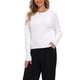 thumbnail image 4 of Suéter de punto trenzado INSPIRE CHIC para mujer, cuello redondo, de manga larga, suéteres cortos de punto L blanco, 4 of 6