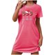 thumbnail image 2 of Camisón corto navideño para mujer, talla grande, cuello redondo, manga corta, estampado en el pecho, vestido de noche para mujer, 2 of 3