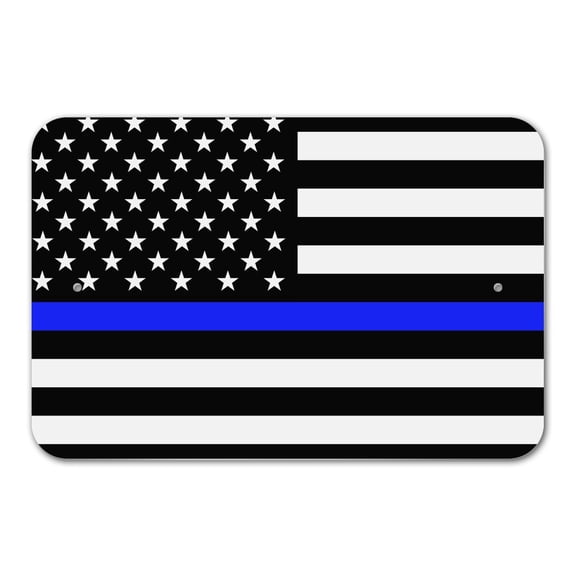 Thin Blue Line American Flag Home Business Office Sign - Plastic - 6" x 9" (15.3cm x 22.9cm)