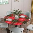 thumbnail image 5 of Red Green Pladi Round Tablecloth for 36-44 Inch Tables, Fitted Table Cover with Elastic Edge, Winter Christmas Striped Plaid Waterproof Outdoor Table Cloth Protector for Patio Garden Dinner Picnic, 5 of 9