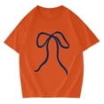 thumbnail image 4 of IWRICH Bow Shirts for Women Oversized Graphic T Shirts Cute Trendy Casual Tees Tops Orange2 XL, 4 of 4