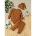 thumbnail image 3 of Suealasg Infant Baby Boys Girls Spring 3Pcs Clothes Sets 1M 3M 6M Long Sleeve Dinosaur Print Romper +Long Pants +Hat Newborn Preemie Cute Outfits, 3 of 8