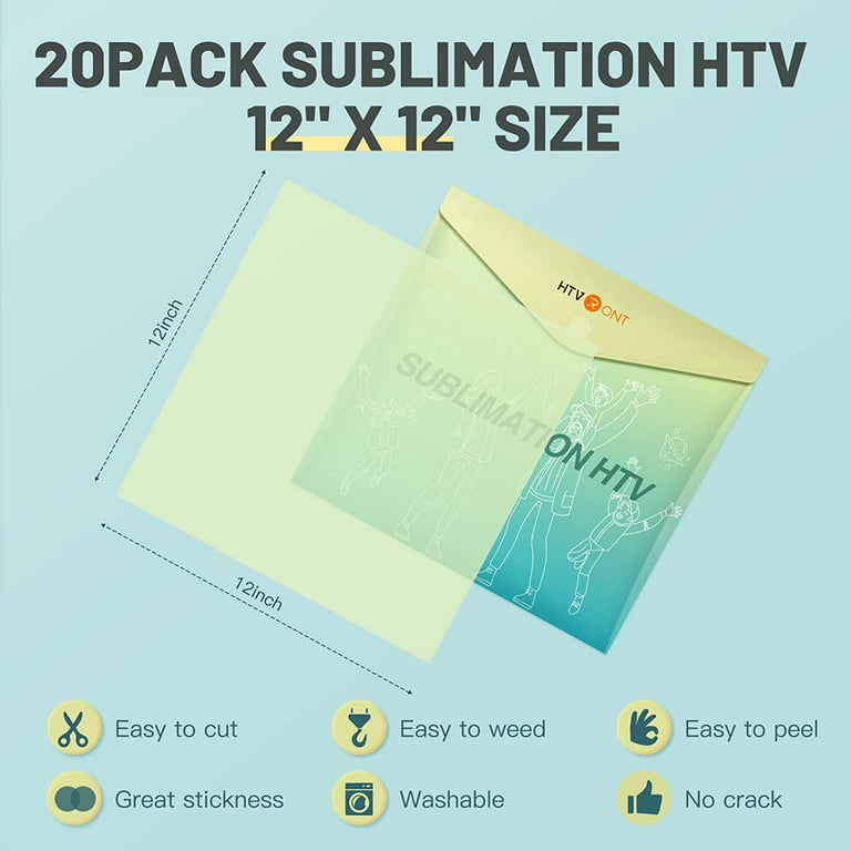  HTVRONT Sublimation HTV for Dark Fabric/Light Fabric - 20 Pack  Matte Sublimation Vinyl - Sublimation Blanks for Sublimation  Shirts/Pillow/Bag/Hat : Arts, Crafts & Sewing