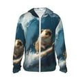 thumbnail image 2 of Uemuo Surfing Guinea Pig Pattern Women's Full Zip UPF 50+ Sun Protection Hoodie Jacket Long Sleeve Sun Shirt Hiking Outdoor Performance with Pockets-, 2 of 9