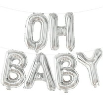 KatchOn, Silver Oh Baby Balloon - 16 Inch | Silver Oh Baby Balloons for Gender Reveal Decorations | oh baby Banner for Baby Shower Decorations | oh baby Balloons Letters