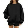 thumbnail image 3 of Dwellite Womens Casual Long Sleeve Sweatshirt Oversized Crew Neck Cute Hoodie Pullover Loose Fit Tops with Pocket Black 3XL, 3 of 5