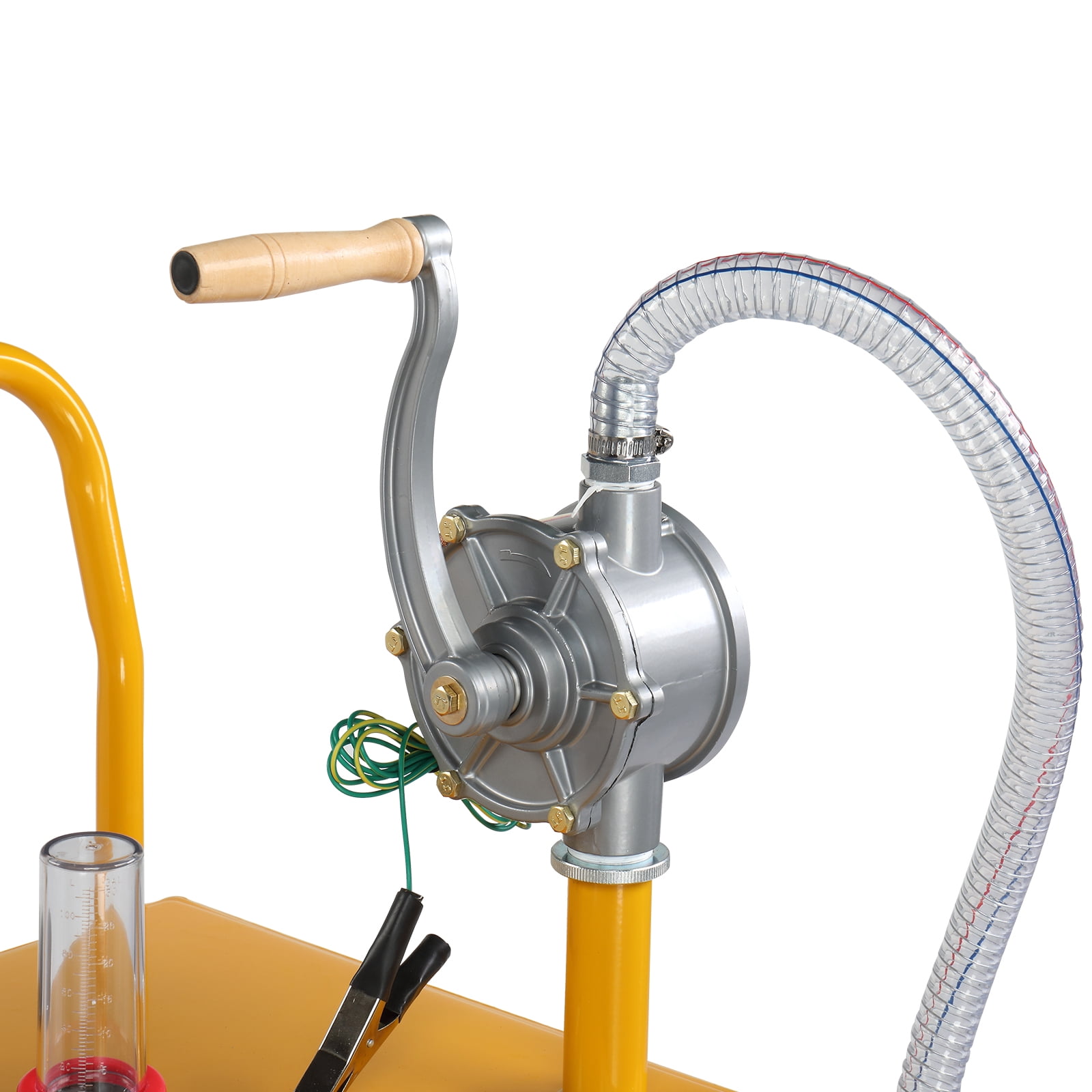30 Gallon Gasoline Fuel Caddy with Bi-Directional Hand Crank Pump, Fuel Level Gauge & Universal Rolling Wheels, Welded Steel Portable Gas Diesel Storage Tank