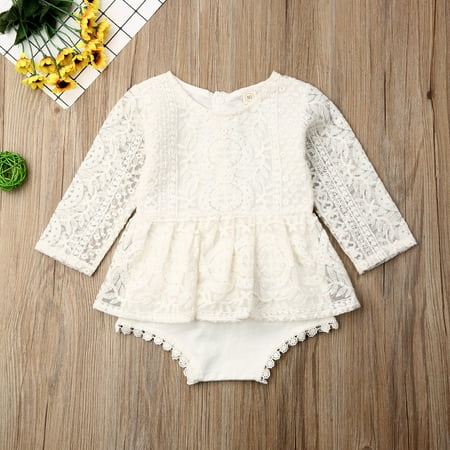 

Newborn Infant Baby Girls Clothes Flower Lace Romper Dress Bodysuit Jumpsuit One-Piece 0-24 Months