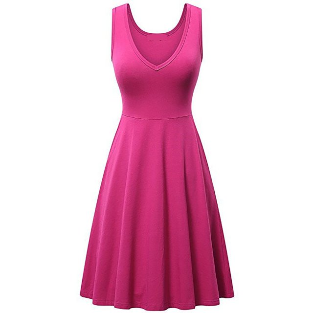 FAIWAD Robe Débardeur Évasée Sans Manches pour Femmes Été Couleur Unie Robe d'Été Ligne A Grande Taille Robes T-Shirt