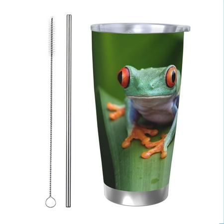 

Vsdgher Red-Eyed Tree Frog 20 Oz Stainless Steel Vacuum Insulated Travel Mug Coffee Cup for Home Office Outdoor Works Great for Ice Drinks and Hot Beverage -Straw Two-piece Set