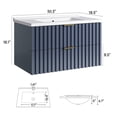 thumbnail image 6 of 30 Inch Bathroom Vanity with Sink Combo, Floating Bathroom Vanity with 2 Fluted Drawers & Metal Handle, Modern Wall Mount Storage Cabinet with Ceramic Integrated Sink for Small Space (Blue), 6 of 6