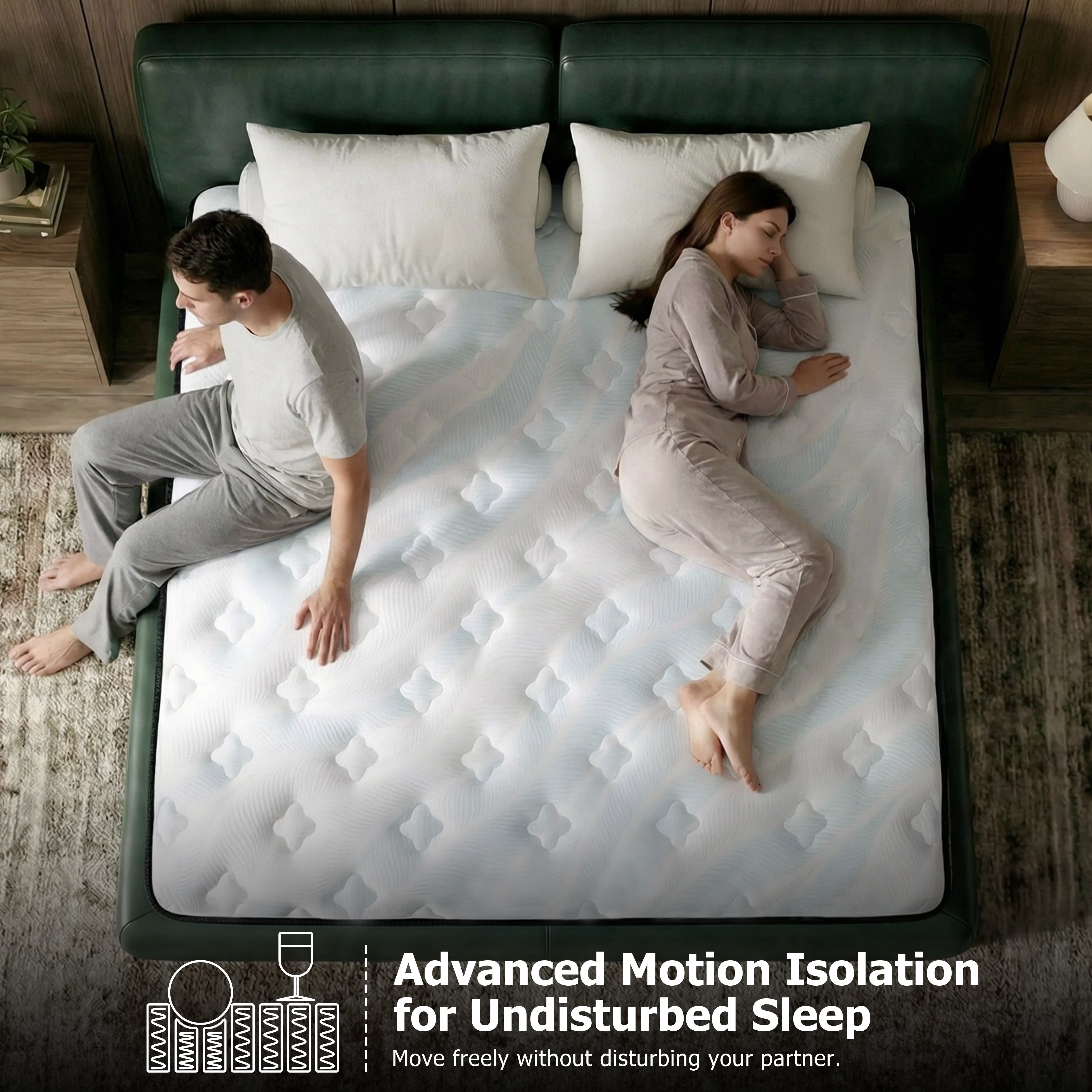MANCHOT 12 Inch Full Hybrid Mattress, 5-Zone Pocket Spring Support with Motion Isolation and Cooling Foam