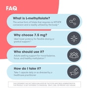 MethylPro 7.5mg L-Methylfolate - Professional Strength Active Methyl Folate Supplement for Brain Support & Balanced Mood - Gluten-Free Cognitive Supplement with No Fillers (30 Capsules)